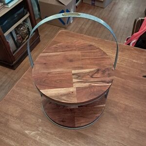 Hearth and Hand Wooden Two-tier Cake Stand